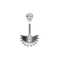 Silbernes Helix Barbell mit kristallklarem Stein auf weißem Hintergrund