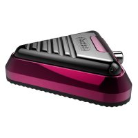 Pink-schwarzer Delta Fußschalter aus Aluminium auf weißem Hintergrund