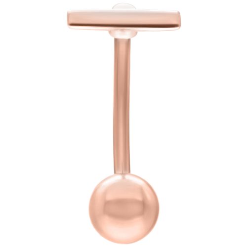 Roségoldenes Bananabell mit 1,6 mm Stärke und 12 mm Länge auf weißem Hintergrund