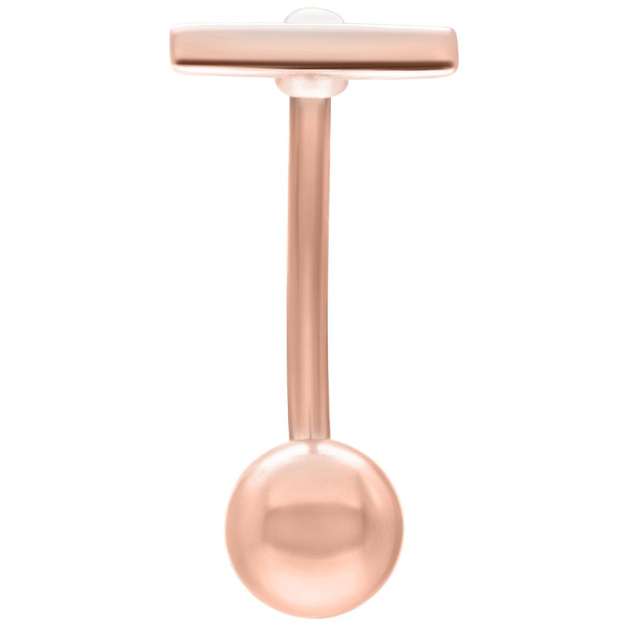 Roségoldenes Bananabell mit 1,6 mm Stärke und 12 mm Länge auf weißem Hintergrund