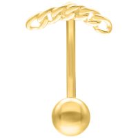 Goldenes Micro Bananabell mit Kettenmuster, 1,2 mm Stärke, 8 mm Länge