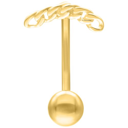 Goldenes Micro Bananabell mit Kettenmuster, 1,2 mm Stärke, 8 mm Länge