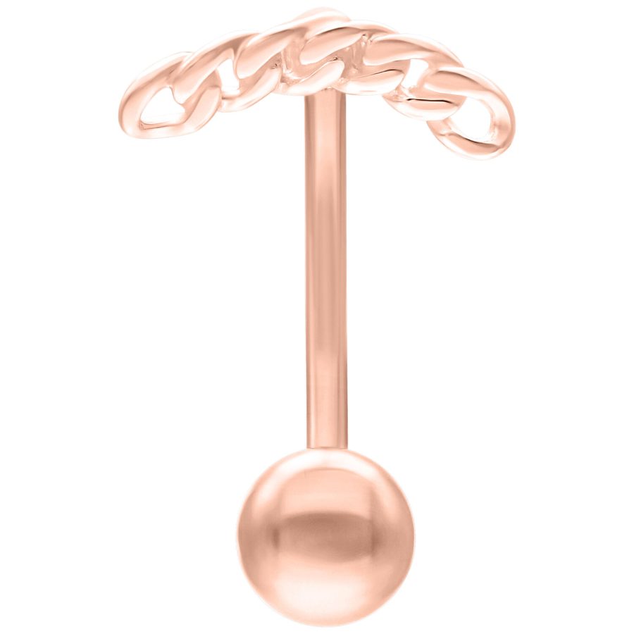 Roségoldenes Micro Bananabell mit Kettenstruktur, 1,2 mm Stärke, 8,0 mm Länge