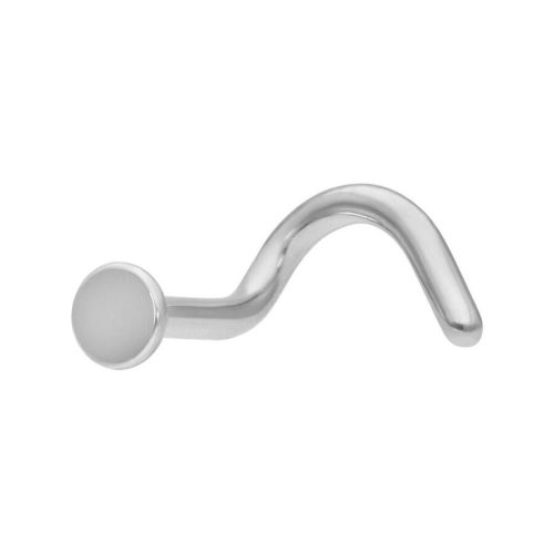 Silberner Nasenstecker aus Titan mit rundem Disc-Design vor weißem Hintergrund