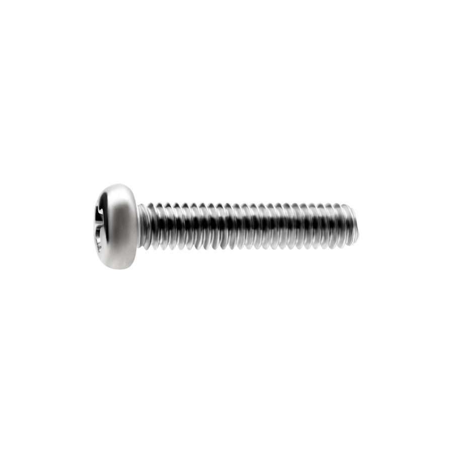 Silberne Ersatzschraube für TDR, 8.0 mm Länge, 2.5 mm Stärke auf weißem Hintergrund