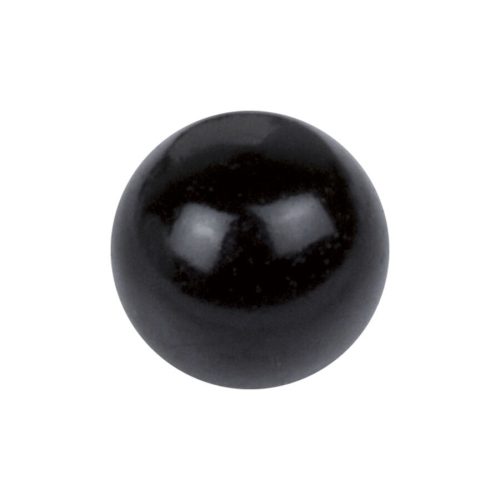 Schwarze Acrylkugel, glatt, reflektierend auf weißem Hintergrund