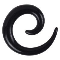 Schwarze Dehnspirale aus Acryl auf weißem Hintergrund