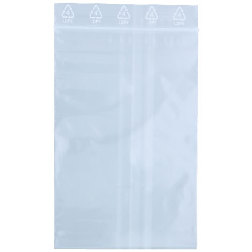 Transparenter Klemmbeutel aus LDPE, 80x120 mm, auf weißem Hintergrund