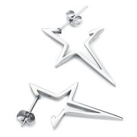 Zwei silberne Stern-Ohrstecker aus Chirurgenstahl auf weißem Hintergrund