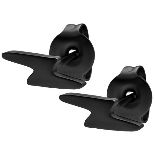 Zwei schwarze Ohrstecker aus Chirurgenstahl auf weißem Hintergrund