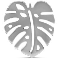 Silberfarbener Monstera Ohrstecker aus Chirurgenstahl auf weißem Hintergrund