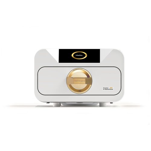 Weißer Enbio Autoklav S mit goldenem Griff auf weißem Hintergrund
