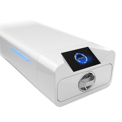 Weißer Enbio Autoklav Pro mit blauem Display auf neutralem Hintergrund