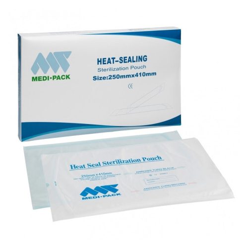 Transparenter Sterilisationsbeutel 250x410 mm mit blauer Verpackung