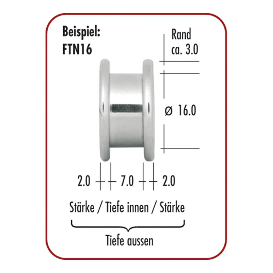 Silberner Flesh Tunnel aus Chirurgenstahl 316L mit Außengewinde, Ø 16,0 mm