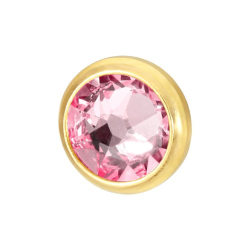 Goldener Titanaufsatz mit rosa Kristall, 3mm Größe