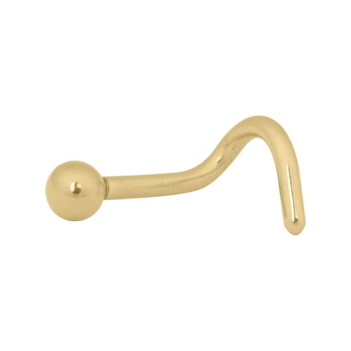 Goldener Nasenstecker aus Titan mit Kugel auf weißem Hintergrund