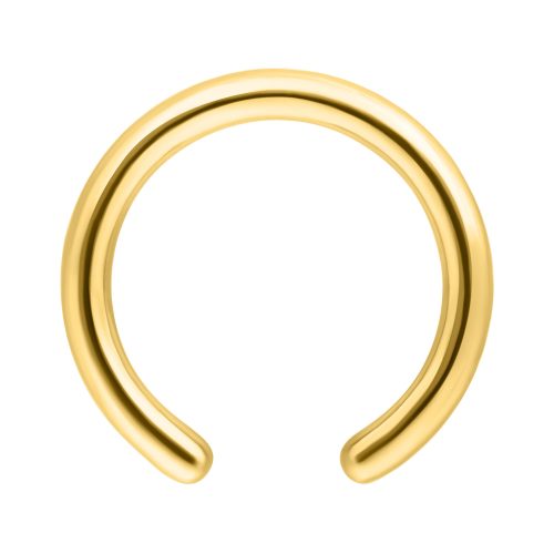 Goldener Clip in Ring, Titan, vor weißem Hintergrund