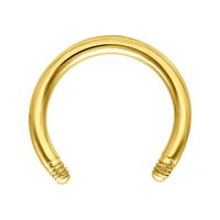 Goldener Titan Circular Barbell mit 1,6 mm Stärke und 8,0 mm Innendurchmesser auf weißem Hintergrund