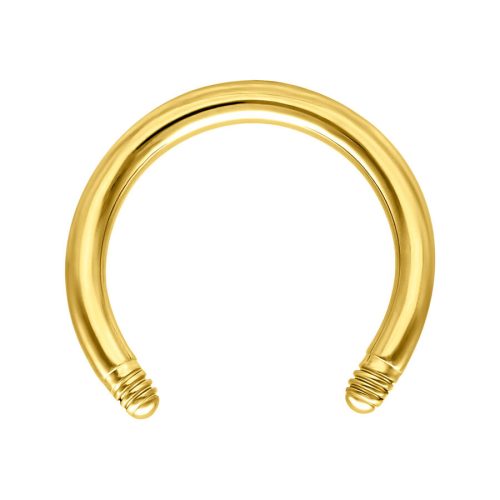 Goldener Titan Circular Barbell mit 1,6 mm Stärke und 8,0 mm Innendurchmesser auf weißem Hintergrund