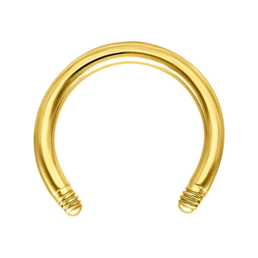Goldener Titan Circular Barbell mit 1,6 mm Stärke und 8,0 mm Innendurchmesser auf weißem Hintergrund