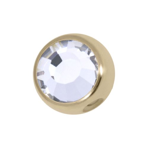 Goldene Titan Kugel, 5mm, mit kristallklarem Stein auf weißem Hintergrund
