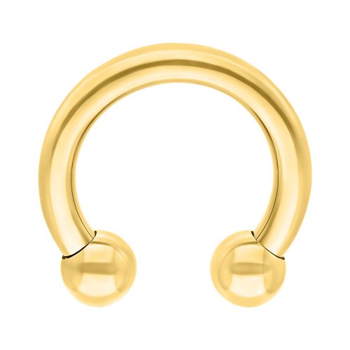 Goldener Circular Barbell mit 10mm Innendurchmesser und 6mm Kugeln auf weißem Hintergrund