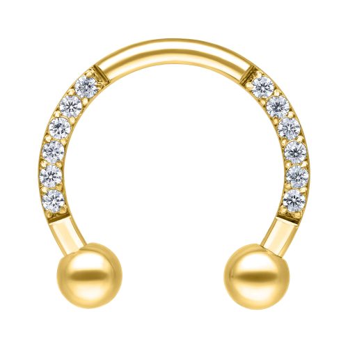 Goldener Circular Barbell mit Kristallen, Innendurchmesser 8mm, auf weißem Hintergrund