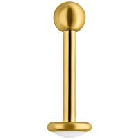 Goldenes Labret-Piercing aus Titan auf weißem Hintergrund