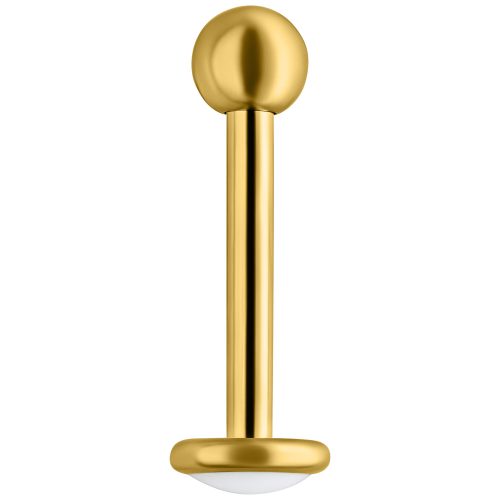 Goldenes Labret-Piercing aus Titan auf weißem Hintergrund