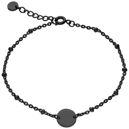 Schwarzes Armband aus Chirurgenstahl mit runden Perlen auf weißem Hintergrund