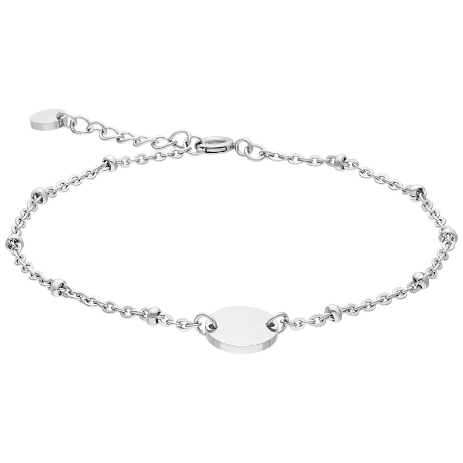 Silbernes gravierbares Armband aus Chirurgenstahl 316L auf weißem Hintergrund