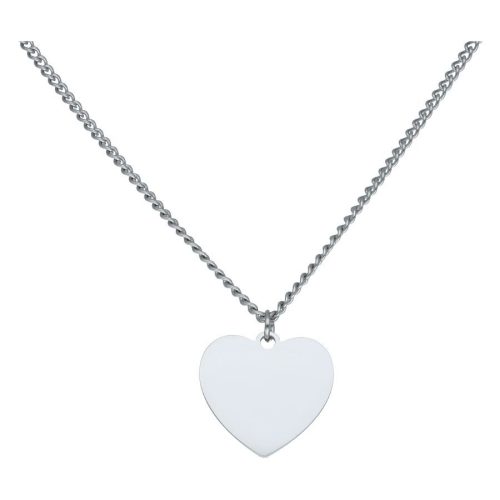 Silberne Kette mit gravierbarem Herzanhänger, neutraler Hintergrund