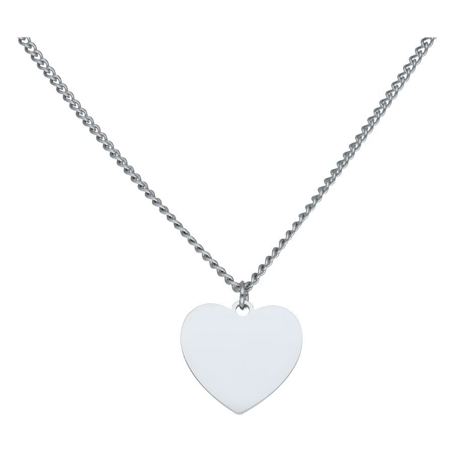 Silberne Kette mit gravierbarem Herzanhänger, neutraler Hintergrund