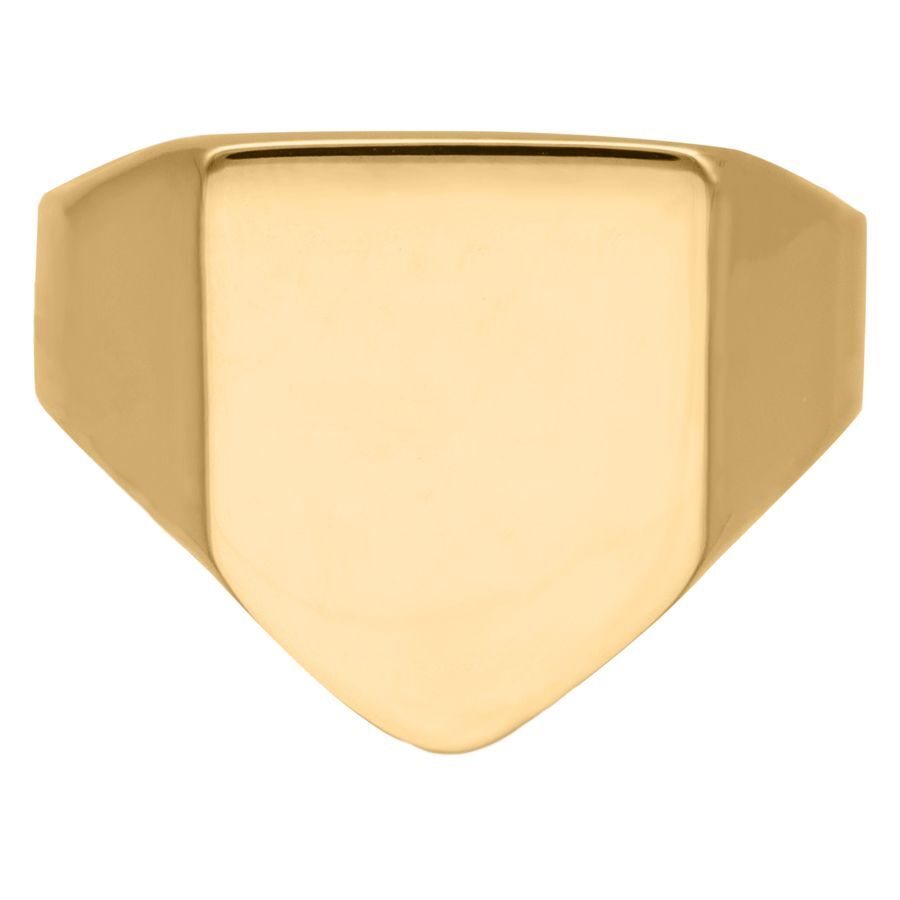 Goldener, gravierbarer Ring aus Chirurgenstahl auf weißem Hintergrund