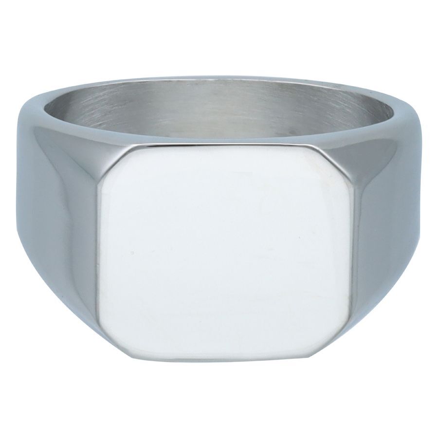 Silberner Basic Ring aus Chirurgenstahl 316L auf weißem Hintergrund