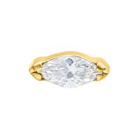 Goldener Aufsatz mit klarem Marquise-Kristall für Piercings, 0,8 mm