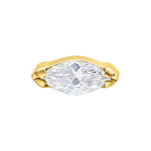 Goldener Aufsatz mit klarem Marquise-Kristall für Piercings, 0,8 mm