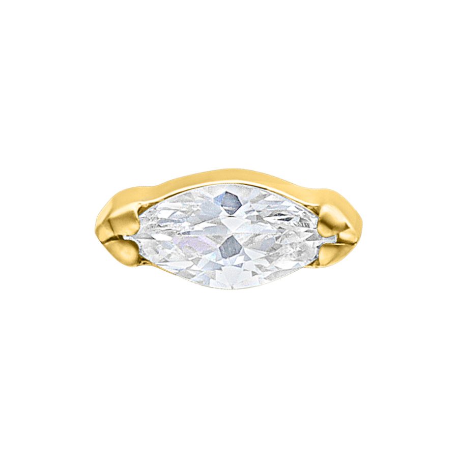 Goldener Aufsatz mit klarem Marquise-Kristall für Piercings, 0,8 mm