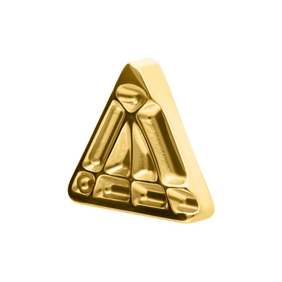 Dreieckiger goldener Aufsatz aus Titan für Innengewinde, Studiohintergrund
