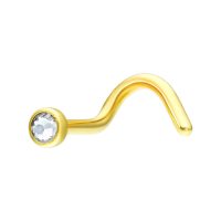 Goldener Nasenstecker mit klarem Kristallstein auf weißem Hintergrund