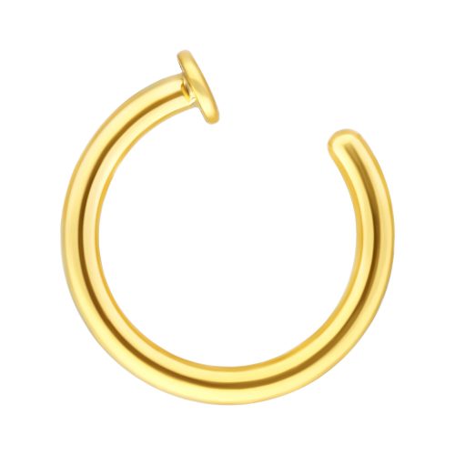 Offener goldener Nasenring aus Chirurgenstahl 316L auf weißem Hintergrund
