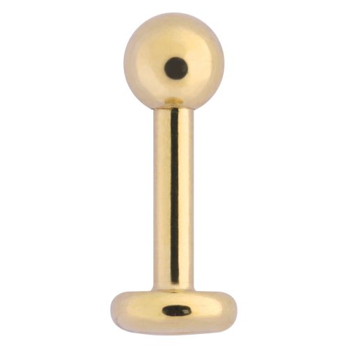 Goldenes Titan Labret mit kugelförmigem Abschluss auf weißem Hintergrund