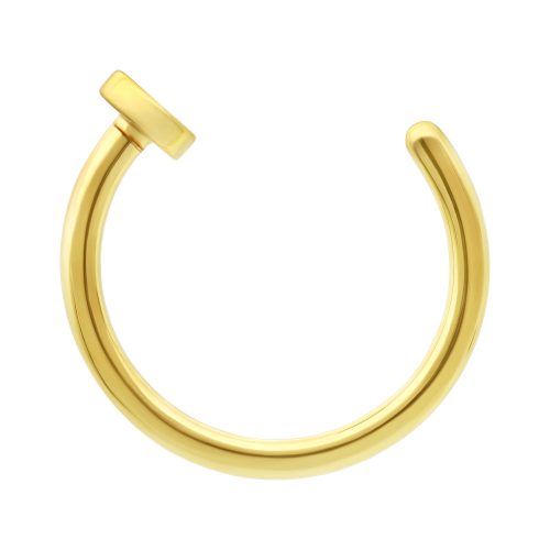 Goldener Nasenring aus Titan mit offenem Design auf weißem Hintergrund