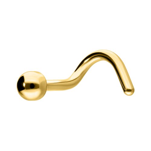 Goldener Nasenstecker in geschwungener Form auf weißem Hintergrund
