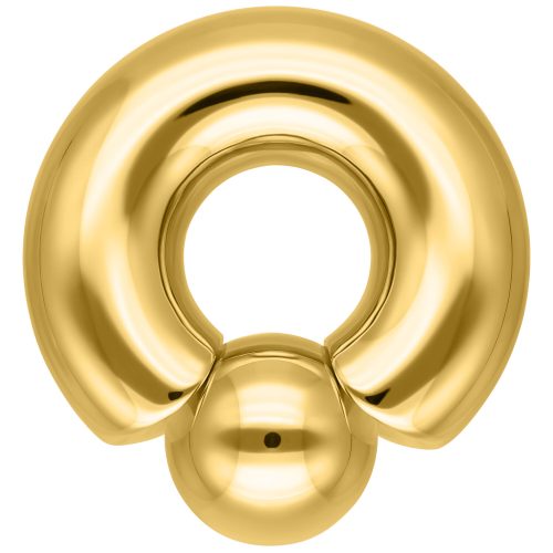 Goldener Monster Screw In Ring mit 12 mm Stärke und 19 mm Innendurchmesser auf weißem Hintergrund