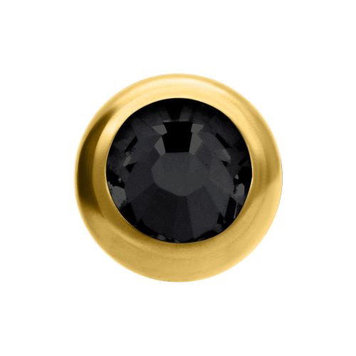 Goldener Gewindeball mit schwarzem Kristall, 5mm Größe