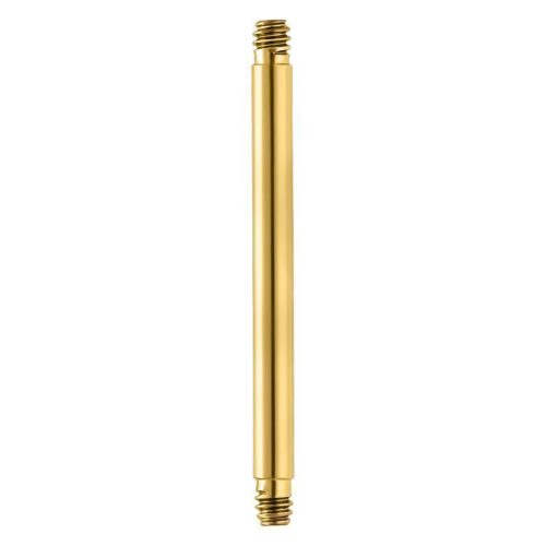 Gerader goldener Piercingstab 1,6 mm Stärke und 13 mm Länge auf weißem Hintergrund