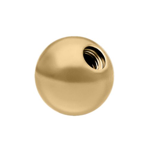 Goldene Kugel aus Titan mit Innengewinde auf weißem Hintergrund