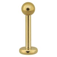 Goldener Edelstahl-Labret mit Kugel auf weißem Hintergrund